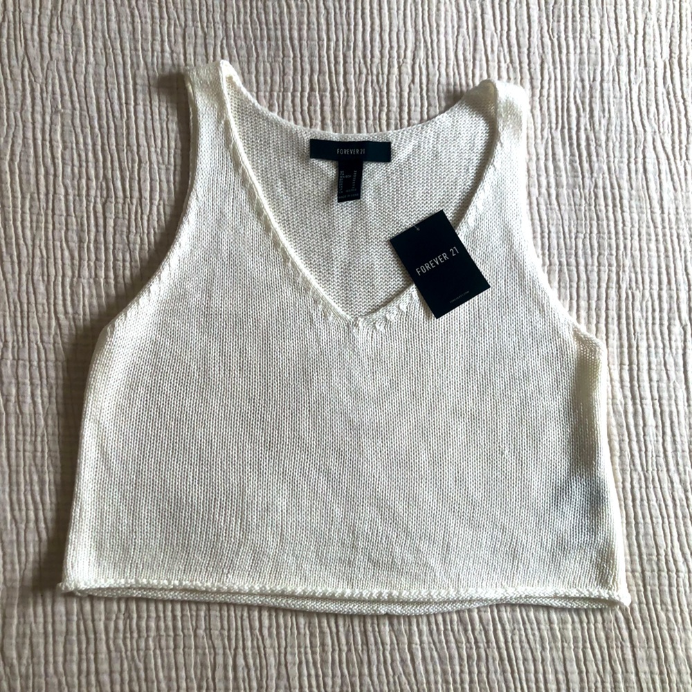 NWT Forever 21 Ivory Sweater Crop Top (Size: M)